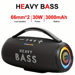 HEAVY BASS 30W Wireless Speaker with Subwoofer, USB-C Charging, Wireless, Built-in Mic, Portable PA System for Home Theater, Camping, Parties - Compatible with PC, Tablet, Smartphone, USB Drive - Ideal for DJs, Presentations, Gaming - Black, Party Sound System, Stylish Audio Gear, Premium Finish, Bass Boost, Party Hosts, Subwoofer For Car, Car Subwoofer, Car Speaker, Mini Speaker