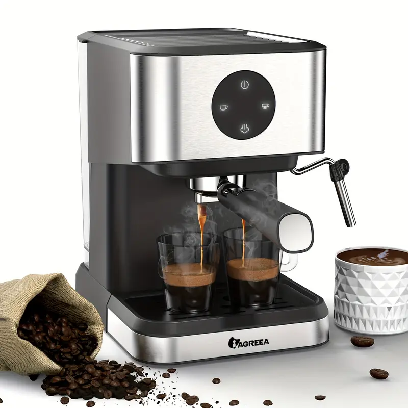 IAGREEA Italian espresso machine, 20Bar, 1.5L/50oz, detachable water tank, digital touch screen, suitable for espresso/cappuccino/latte/mocha, home brewing, home barista, office, RV, 1050 W, kitchen accessories, kitchen accessories, for Winter